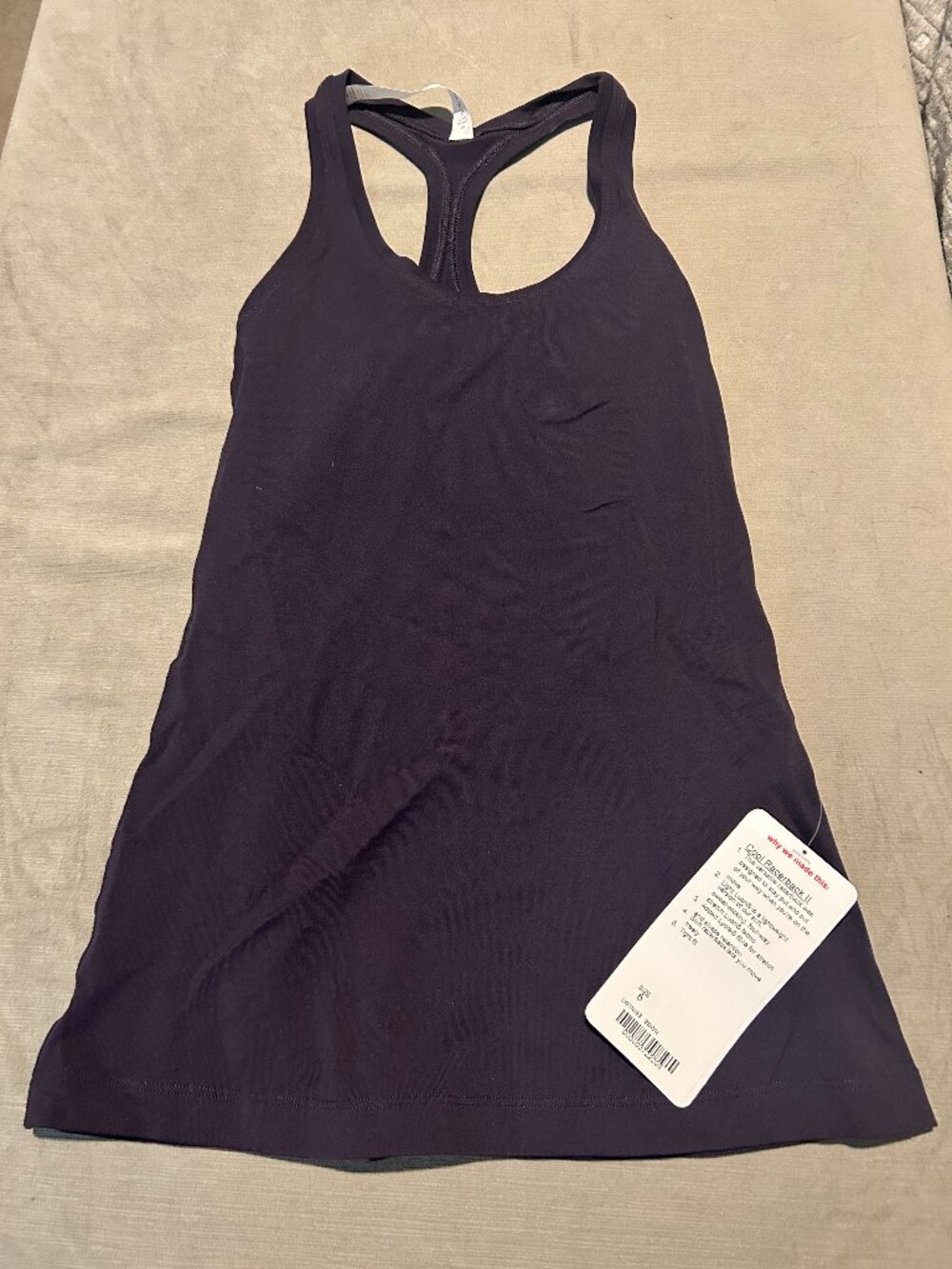 NWT Lululemon Cool Racerback Tank Top II Size 6 Black Swan Dark Plum Purple
